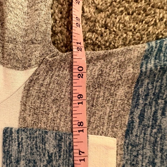 Market & Spruce Striped Tie Front Long Sleeve Top Womens XL Blue Gray White - Picture 6 of 9